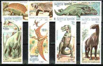 Kampuchea 1986 Prehistoric Animals complete unmounted mint set of 7, SG 699-705, Mi 741-47*, stamps on dinosaurs