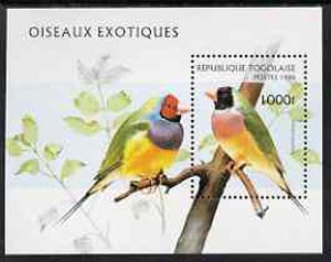 Togo 1996 Exotic Birds unmounted mint m/sheet, Mi BL 400, stamps on birds