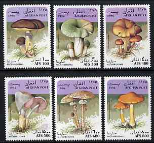 Afghanistan 1996 Mushrooms complete set of 6 unmounted mint*, stamps on fungi