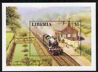 Liberia 1995 Locomotives $1 m/sheet (GWR 2-6-2 Prairie Loco No. 4547) unmounted mint, stamps on , stamps on  stamps on railways, stamps on austin 7      
