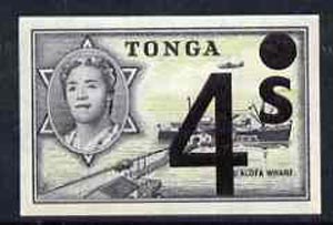 Tonga 1969 Surcharged 4s on 8d (Freighter Matua) unmounted mint imperf, SG 276, stamps on ships