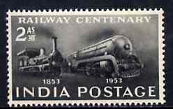 India 1953 Railway Centenary unmounted mint, SG 343, stamps on railways