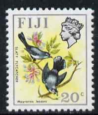 Fiji 1972 Slaty Flycatcher 20c (wmk sideways) from Birds & Flowers def set unmounted mint, SG 467, stamps on birds