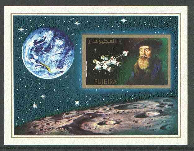 Fujeira 1971 400th Anniversary of Keplers Birth imperf m/sheet unmounted mint, Mi BL 88B, stamps on science, stamps on space, stamps on kepler, stamps on astronomy