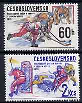 Czechoslovakia 1978 Ice Hockey 60h & 2ks from Sports Events set of 6 unmounted mint, SG 2398 & 2400, Mi 2435-36, stamps on sport    ice hockey