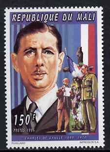 Mali 1995 Charles De Gaulle 150F from Personalities set, stamps on constitutions, stamps on personalities, stamps on de gaulle, stamps on personalities, stamps on de gaulle, stamps on  ww1 , stamps on  ww2 , stamps on militaria