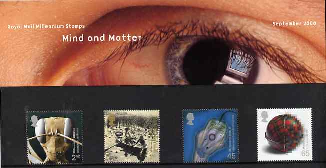 Great Britain 2000 Millennium Projects #09 - Mind & Matter set of 4 in official presentation pack SG 2162-65, stamps on computers, stamps on x-rays, stamps on insects, stamps on millennium