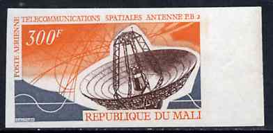 Mali 1970 Space Telecommunications 300f Dish Aerial unmounted mint imperf from limited printing, as SG 235, stamps on communications     