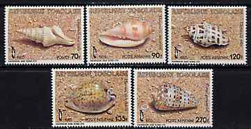 Togo 1985 Sea Shells unmounted mint set of 5, SG 1808-12, stamps on shells, stamps on marine life