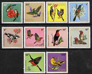 Rwanda 1972Rwanda Birds perf set of 10 unmounted mint, SG 469-78*, stamps on birds      waxbill    sunbird     finch    oriole     flycatcher