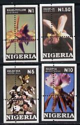 Nigeria 1993 Orchids set of 4 values each grossly mis-perforated (stamps are quartered) unmounted mint*, stamps on , stamps on  stamps on flowers  orchids