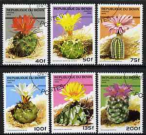 Benin 1996 Cacti complete set of 6 values cto used SG 1407-12, stamps on flowers, stamps on cacti