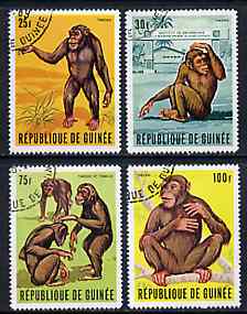 Guinea - Conakry 1969 Tarzan (Chimpanzees) set of 4 fine cto used, SG 689-92, Mi 532-35*, stamps on animals    apes