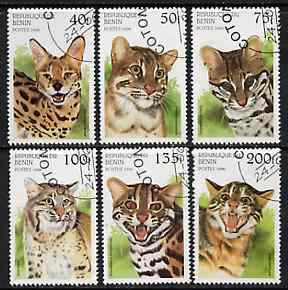 Benin 1996 Wild Cats complete set of 6 cto used, SG 1389-94, stamps on animals     cats