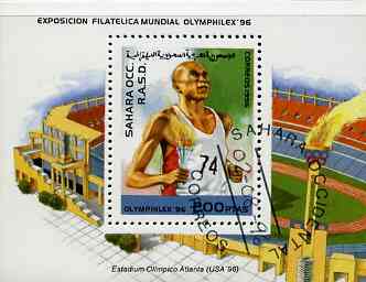 Sahara Republic 1996 Atlanta Olympic Games perf m/sheet (Running & Stadium) cto used, stamps on olympics    stadium     running