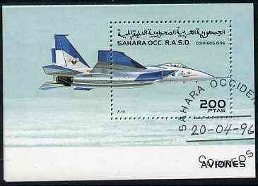 Sahara Republic 1996 Aircraft perf m/sheet (F-15 Jet) cto used, stamps on aviation      f-15