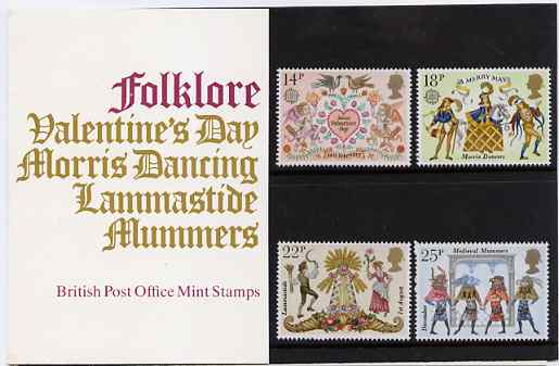 Great Britain 1981 Folklore set of 4 in official presentation pack SG 1143-46, stamps on folklore, stamps on dancing, stamps on cultures