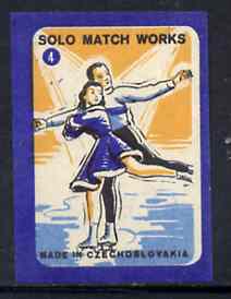 Match Box Labels - Figure Skating (No.4 from 'Sport' set of 24) very fine unused condition (Czechoslovakian Solo Match Co Series), stamps on ice skating