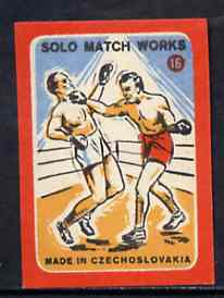 Match Box Labels - Boxing (No.16 from 'Sport' set of 24) very fine unused condition (Czechoslovakian Solo Match Co Series), stamps on boxing, stamps on sport