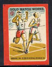 Match Box Labels - Running (No.20 from 'Sport' set of 24) very fine unused condition (Czechoslovakian Solo Match Co Series), stamps on running