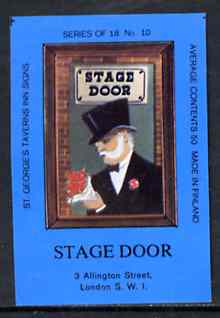 Match Box Labels - Stage Door (No.10 from a series of 18 Pub signs) dark brown background, very fine unused condition (St George's Taverns), stamps on theatre