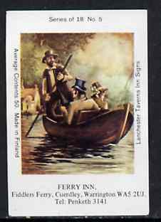 Match Box Labels - Ferry Inn (No.5 from a series of 18 Pub signs) very fine unused condition (Lanchester Taverns), stamps on ships    tobacco