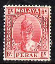Malaya - Perak 1938-41 Sultan 6c scarlet unmounted mint, SG 109 , stamps on , stamps on  kg6 , stamps on 