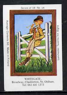 Match Box Labels - White Gate (No.14 from a series of 18 Pub signs) very fine unused condition (Lanchester Taverns), stamps on tobacco