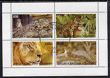 Batum 1997 Big Cats perf sheetlet containing complete set of 4 values cto used, stamps on animals    cats