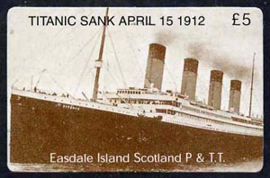 Telephone Card - Easdale Titanic #10 \A35 (collector's) card (brown & white from a limited edition of 1200), stamps on films, stamps on cinema, stamps on entertainments, stamps on ships, stamps on titanic, stamps on disasters, stamps on shipwrecks
