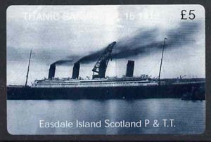 Telephone Card - Easdale Titanic #13 \A35 (collector's) card (blue & white from a limited edition of 1200), stamps on films, stamps on cinema, stamps on entertainments, stamps on ships, stamps on titanic, stamps on disasters, stamps on shipwrecks
