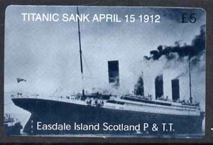 Telephone Card - Easdale Titanic #14 \A35 (collector's) card (blue & white from a limited edition of 1200), stamps on films, stamps on cinema, stamps on entertainments, stamps on ships, stamps on titanic, stamps on disasters, stamps on shipwrecks