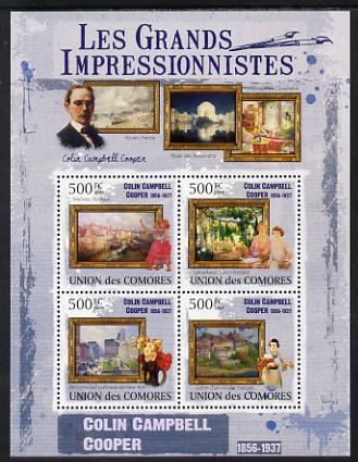 Comoro Islands 2009 The Impressionists - Colin Campbell Cooper perf sheetlet containing 4 values unmounted mint, stamps on , stamps on  stamps on arts
