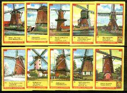Match Box Labels - Windmills series #11 (nos 101-110) very fine unused condition (Molem Lucifers), stamps on windmills