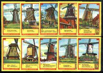 Match Box Labels - Windmills series #12 (nos 111-120) very fine unused condition (Molem Lucifers), stamps on windmills
