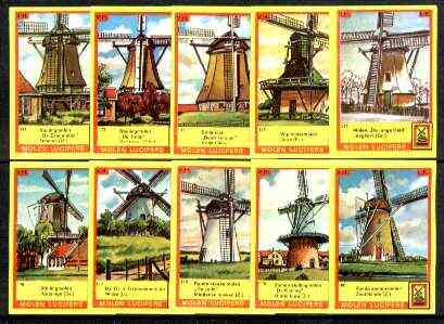 Match Box Labels - Windmills series #18 (nos 171-180) very fine unused condition (Molem Lucifers), stamps on windmills