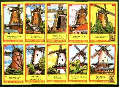 Match Box Labels - Windmills series #24 (nos 231-240) very fine unused condition (Molem Lucifers), stamps on windmills