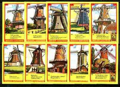 Match Box Labels - Windmills series #26 (nos 251-260) very fine unused condition (Molem Lucifers), stamps on windmills