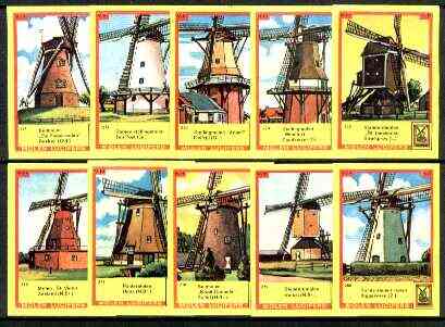 Match Box Labels - Windmills series #28 (nos 271-280) very fine unused condition (Molem Lucifers), stamps on windmills