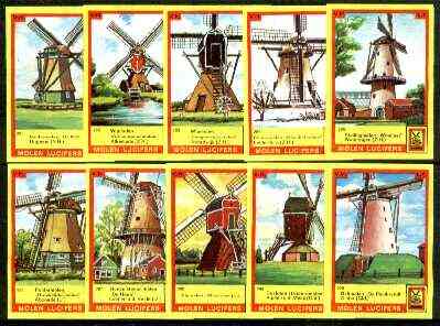 Match Box Labels - Windmills series #29 (nos 281-290) very fine unused condition (Molem Lucifers), stamps on windmills