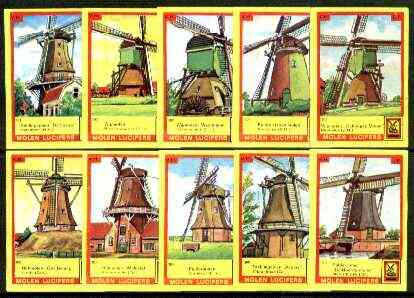 Match Box Labels - Windmills series #31 (nos 301-310) very fine unused condition (Molem Lucifers), stamps on windmills