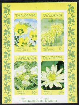 Tanzania 1986 Flowers unmounted mint imperf colour proof of m/sheet in blue, yellow & black only (SG MS 478), stamps on flowers
