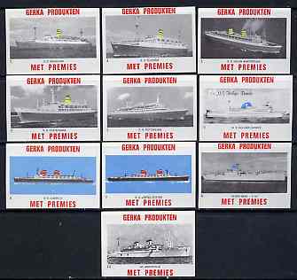 Match Box Labels - complete set of 10 Ships (Liners) superb unused condition (Gerka series), stamps on ships