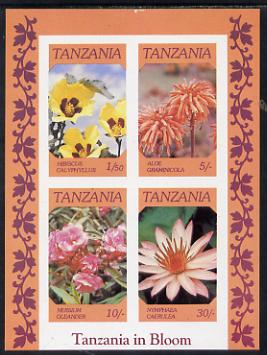 Tanzania 1986 Flowers unmounted mint imperf m/sheet (SG MS 478), stamps on flowers
