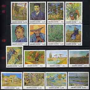 Sierra Leone 1991 Death Centenary of Vincent Van Gogh set of 16 unmounted mint, SG 1622-37, stamps on arts, stamps on van gogh, stamps on death