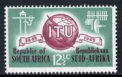 South Africa 1965 ITU Centenary 12.5c unmounted mint, SG 259, stamps on communications, stamps on  itu , stamps on 