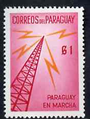 Paraguay 1961 Radio Mast 1g from Progress set unmounted mint, SG 901*, stamps on radio   communications