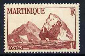 Martinique 1947 Fishing Boats & Rock 1f lake unmounted mint, SG 235*, stamps on fishing    ships