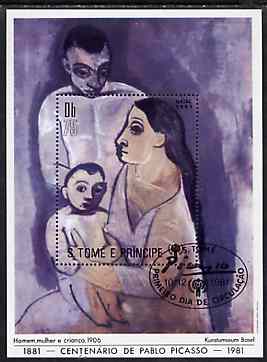 St Thomas & Prince Islands 1981 Birth Centenary of pablo Picasso 75Db m/sheet very fine cto used Mi BL 69A, stamps on arts    picasso