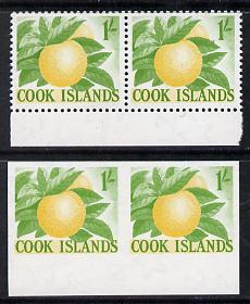 Cook Islands 1963 def 1s Oranges in unmounted mint imperf pair plus normal pair (as SG 169), stamps on food    fruit